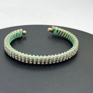 Mint Green‎ Thread-wrapped rhinestone Cuff Bangle Bracelet
